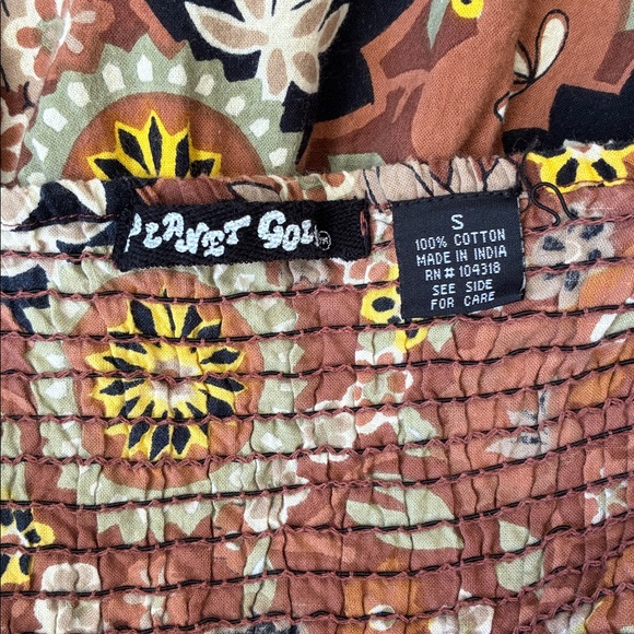 Retro Boho Whimsical Floral Chocolate Brown Dress Size Small - Picture 6 of 6